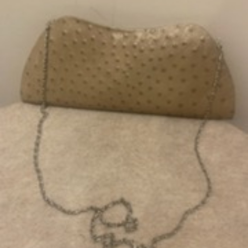 Beige leather clutch